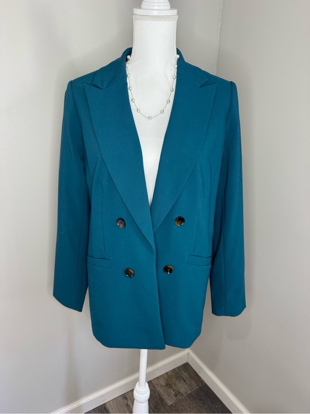 Talbots Teal Double-Breasted Blazer Jacket